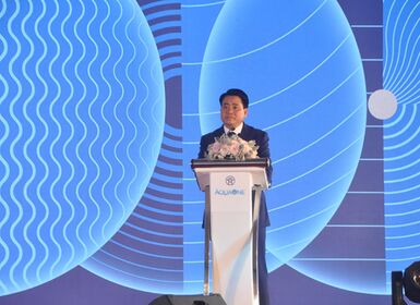 (Theo Thời báo doanh nhân) Chủ tịch UBND Thành phố Hà Nội dự lễ khánh thành giai đoạn 1 Nhà máy Nước mặt Sông Đuống